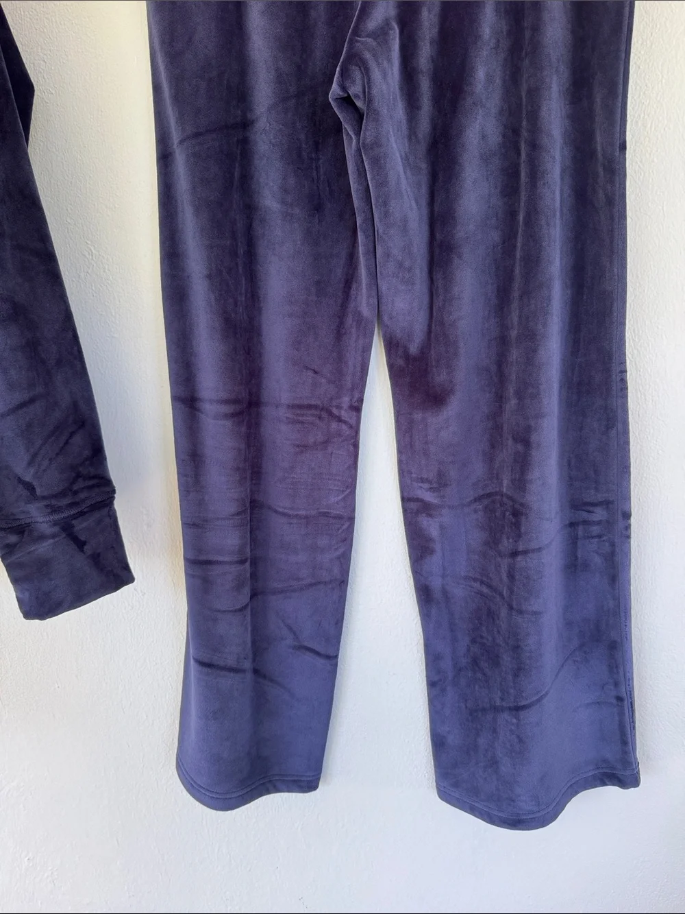 Pajamagram navy blue velour matching wide leg pants hoodie lounge set medium
